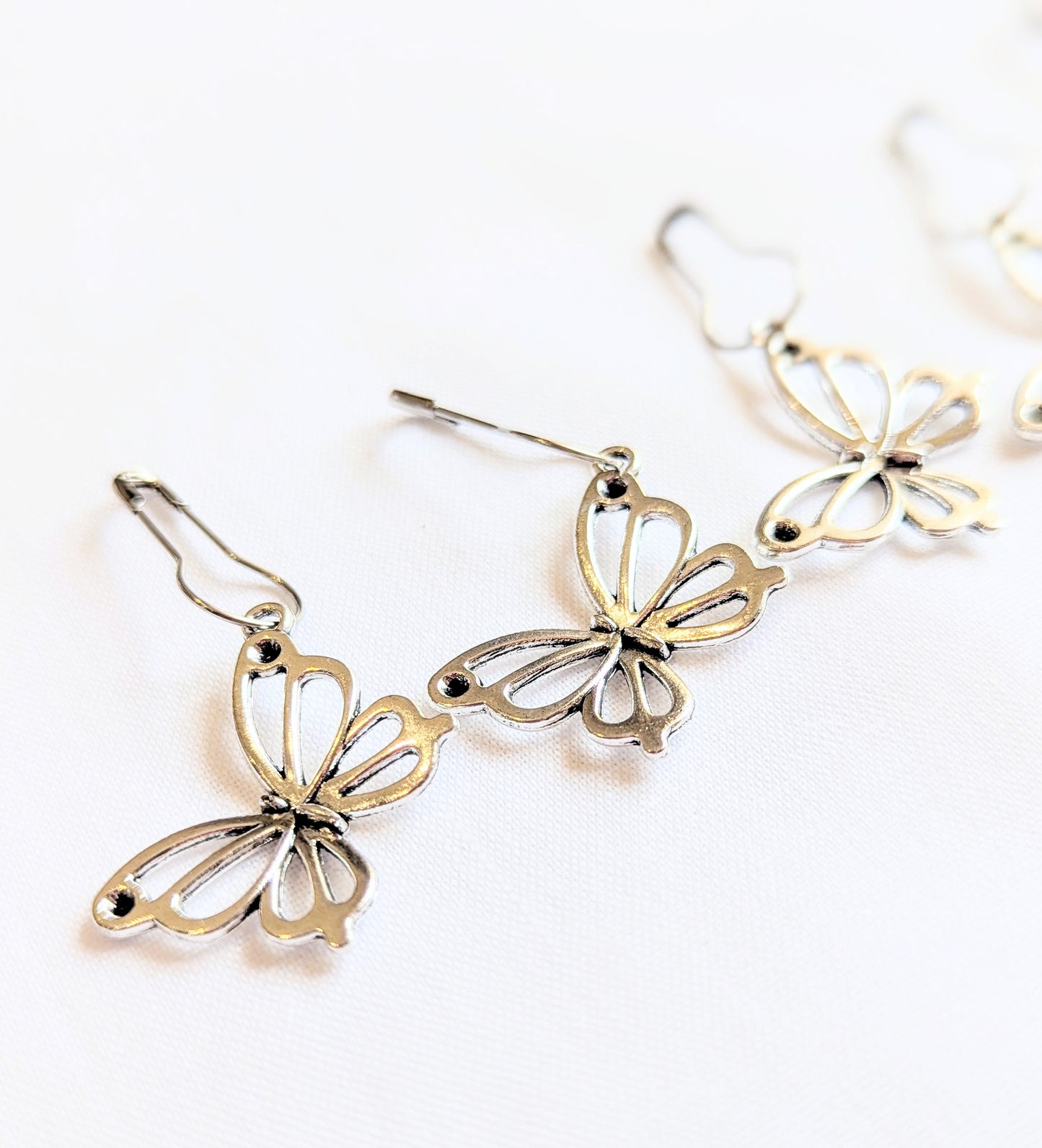 Silver Butterflies Stitch Markers