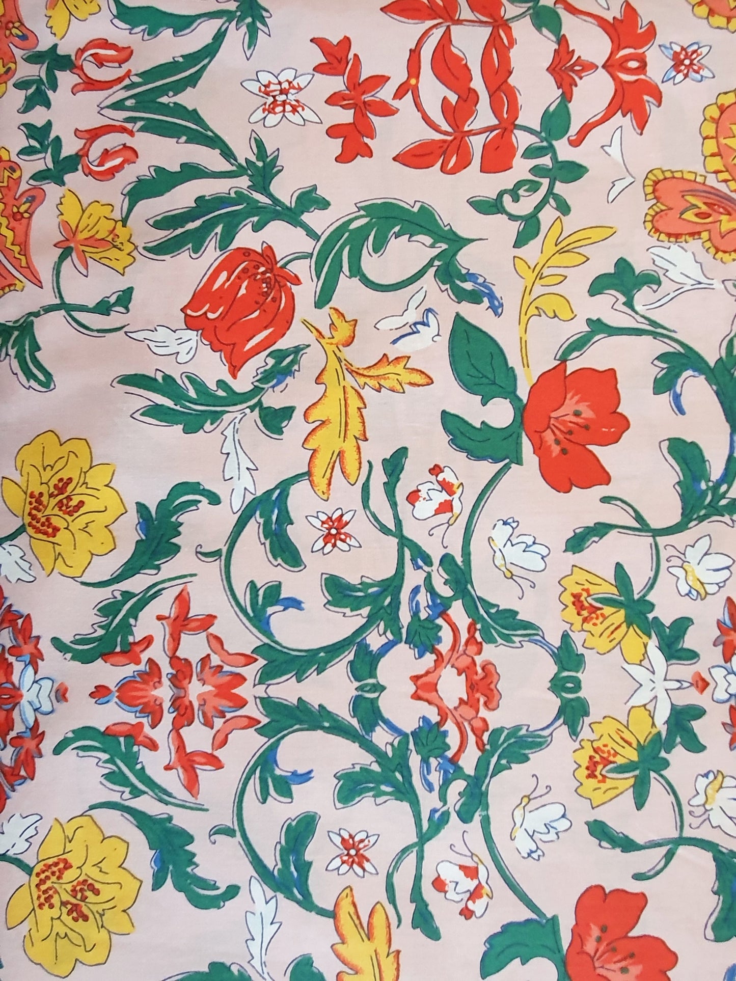 Trailing Red Flower Cotton Fabric