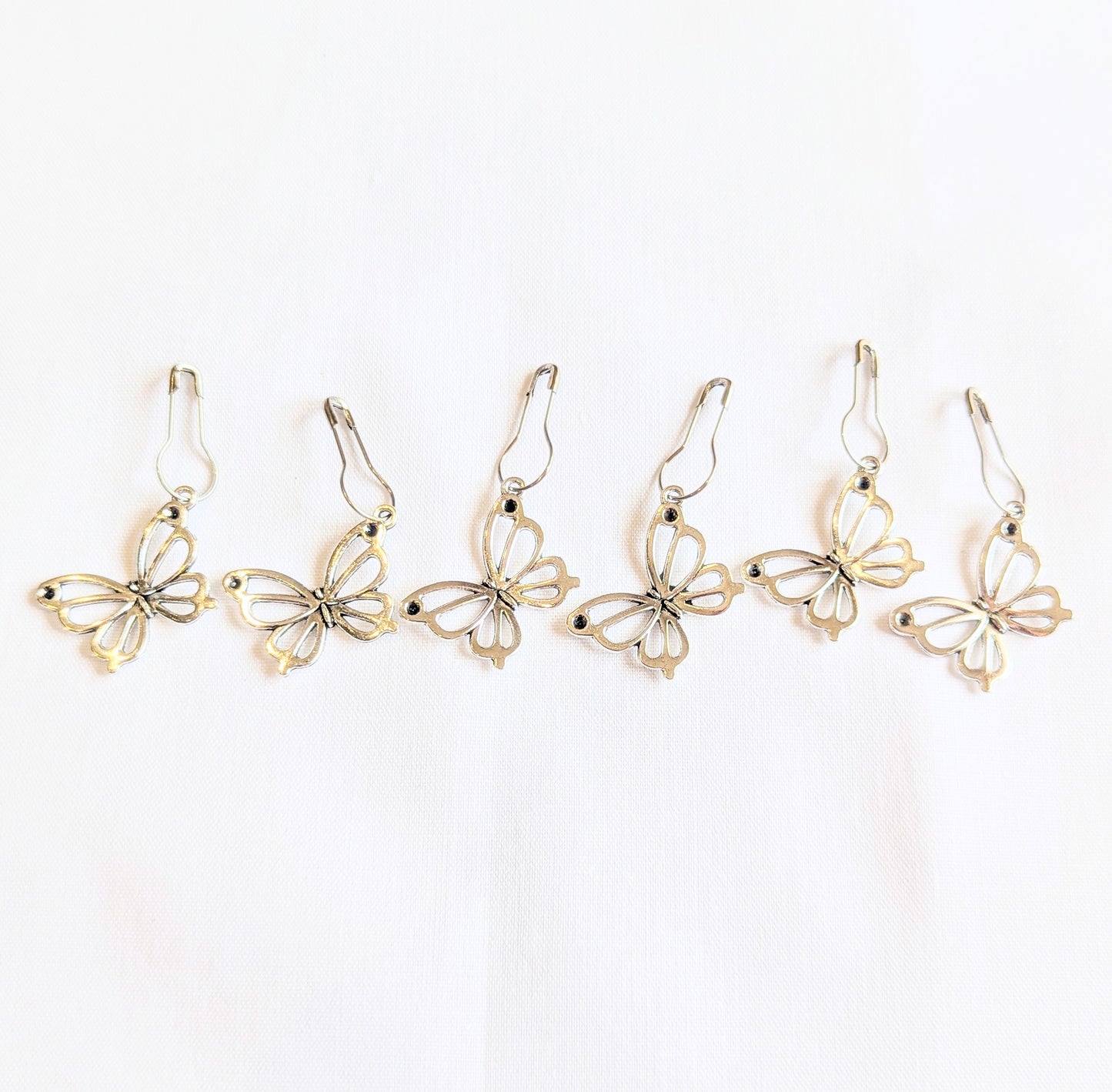 Silver Butterflies Stitch Markers