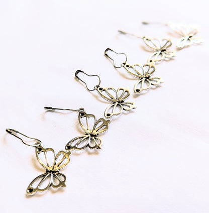 Silver Butterflies Stitch Markers