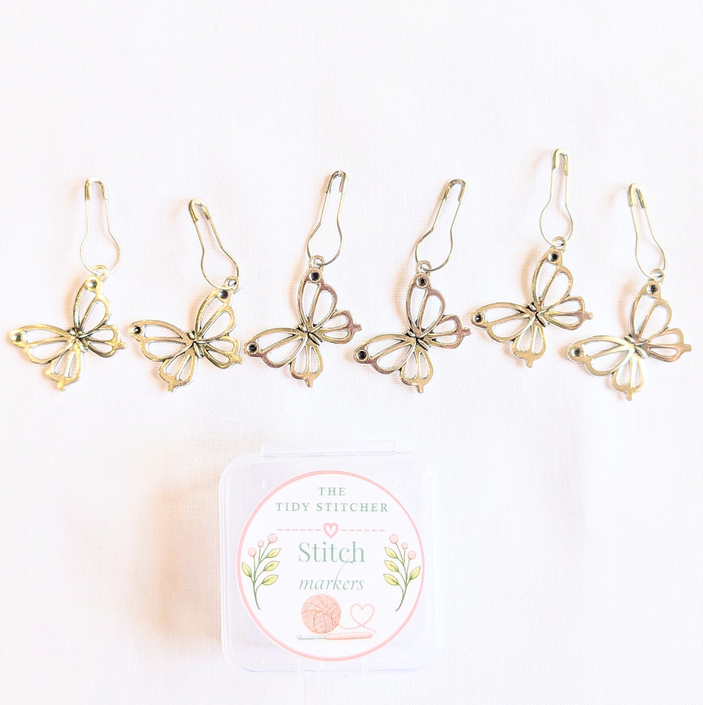 Silver Butterflies Stitch Markers