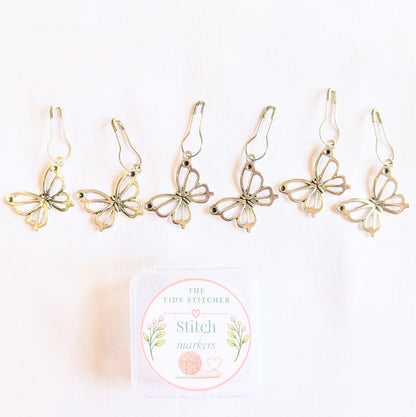 Silver Butterflies Stitch Markers