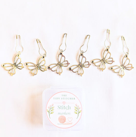 Silver Butterflies Stitch Markers