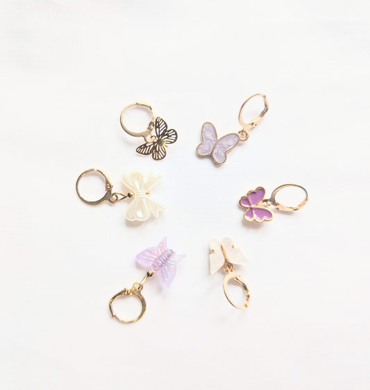 White Bow and Butterflies Stitch Markers